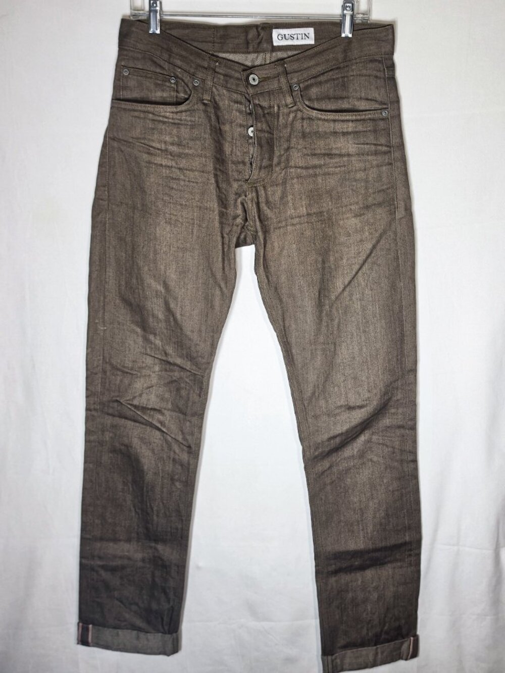 Gustin Size 32 Mens Brown Jeans Authentic Cuffed